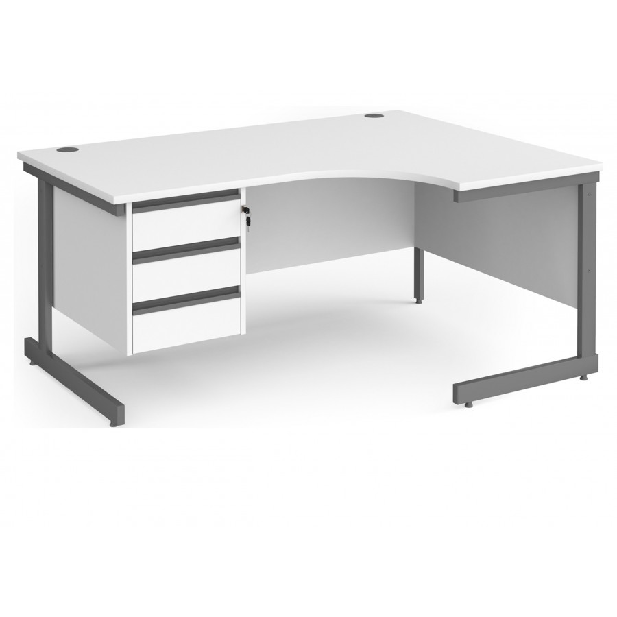 Harlow Cantilever Ergonomic Desk with Three Drawer Pedestal